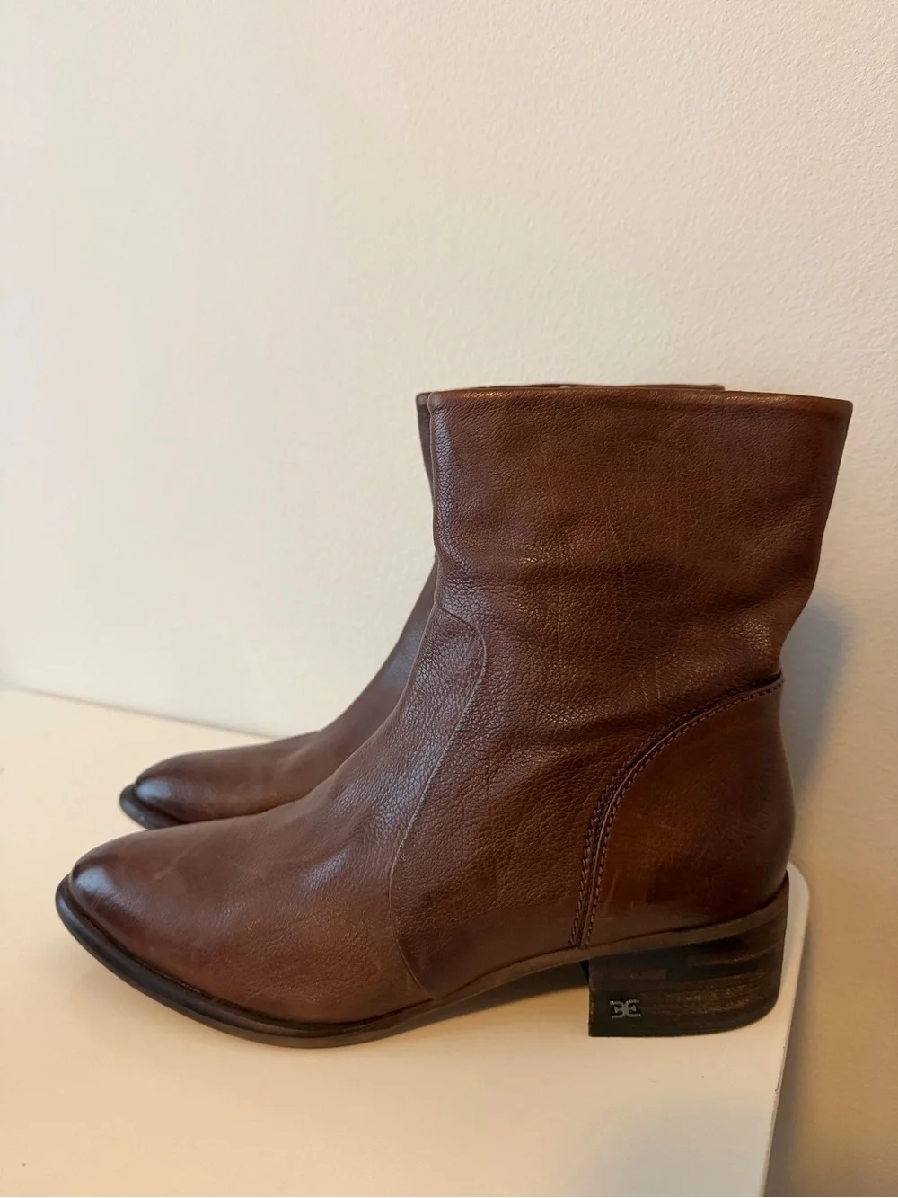 Sam Edelman Chestnut Brown Leather Mid-Calf Boot